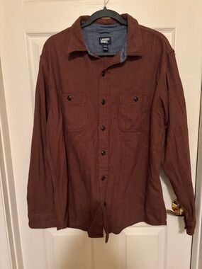 Lands' End Men's Rust Herringbone Button-up Shirt Shacket